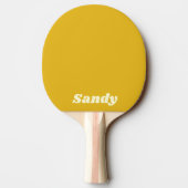 Raquette De Ping Pong Nom monogramme moderne jaune et blanc (Dos)