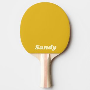 Raquette De Ping Pong Nom monogramme moderne jaune et blanc