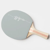 Raquette De Ping Pong Nom Monogrammé Signature Script Vert Sauge (Côté)