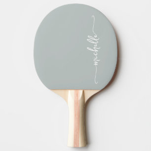 Raquette De Ping Pong Nom Monogrammé Signature Script Vert Sauge