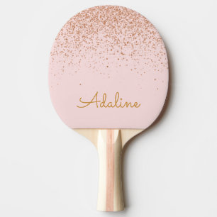 Raquette De Ping Pong Nom personnalisé avec monogramme et paillettes dor