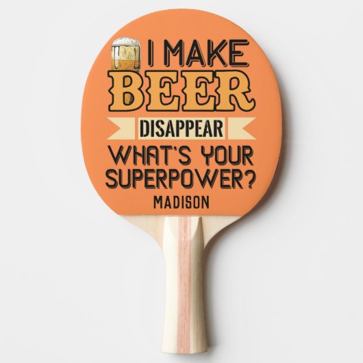 Raquette De Ping Pong Nom personnalisé Beer Superpower (Devant)