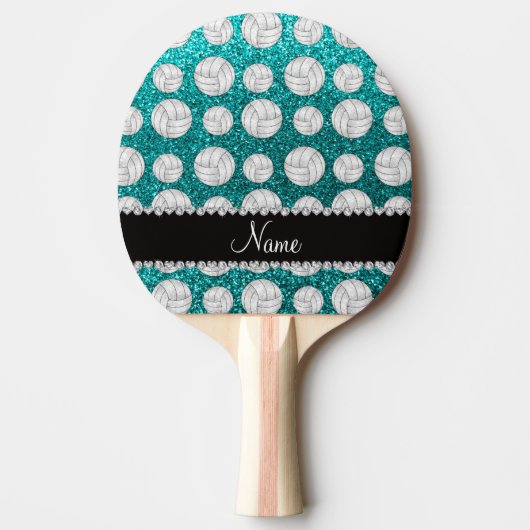 Raquette De Ping Pong Nom personnalisé clair aqua parties scintillant vo (Devant)