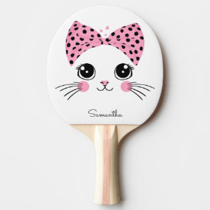 Raquette De Ping Pong Nom personnalisé Cute face de chat