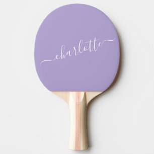Raquette De Ping Pong Nom personnalisé élégant écriture lilas lavande
