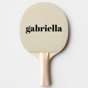 Raquette De Ping Pong Nom personnalisé en typographie gras noir et beige
