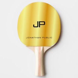Raquette De Ping Pong Nom personnalisé Faux Gold Metallo Look Monogramm