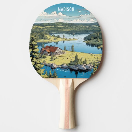 Raquette De Ping Pong Nom personnalisé Finlande Nature Illustration (Devant)