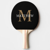 Raquette De Ping Pong Nom personnalisé Monogramme noir (Devant)