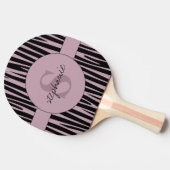 Raquette De Ping Pong Nom personnalisé Monogramme Zebra stripes motif (Côté)