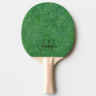 Raquette De Ping Pong Nom personnalisé Monogramme Zen Green Graine Natur