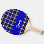 Raquette De Ping Pong Nom personnalisé motif plaid bleu (Côté)