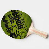Raquette De Ping Pong Nom personnalisé, noir et vert olive (Côté)