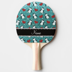 Raquette De Ping Pong Nom personnalisé parties scintillant turquoise pin