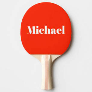 Raquette De Ping Pong Nom personnalisé rouge vif simple