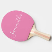 Raquette De Ping Pong Nom personnalisé Script blanc sur rose (Côté)