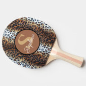 Raquette De Ping Pong Nom personnalisé Tendance Brown noir blanc léopard (Côté)