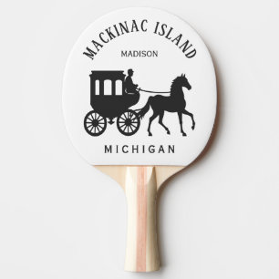Raquette De Ping Pong Nom personnalisé, texte et couleur Mackinac Island