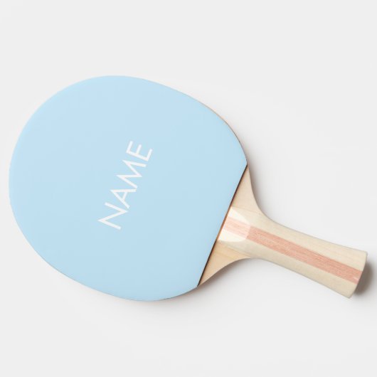 Raquette De Ping Pong Nom personnalisé texte monogramme bleu clair minim (Côté)