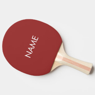 Raquette De Ping Pong Nom personnalisé texte monogramme grenat rouge mi