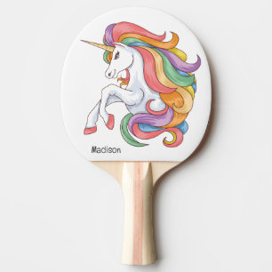 Raquette De Ping Pong Nom personnalisé Unicorne colorée