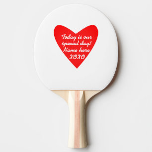 Raquette De Ping Pong Nom personnalisé Valentine's Day XO