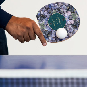 Raquette De Ping Pong Noms de Couple de Mariage Floral Noir Classique Hu
