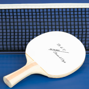 Raquette De Ping Pong Noms de Couple Personnalisés Date Élégante