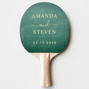 Raquette De Ping Pong Noms de couples avec mariage sur tableau vert