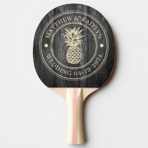 Raquette De Ping Pong Noms de mariage Ananas Bois Patiné Foncé