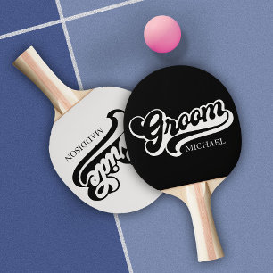 Raquette De Ping Pong Noms personnalisés de mariée et de marié Vintage