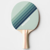 Raquette De Ping Pong Nostalgique vert océanique rayé avec nom (Devant)