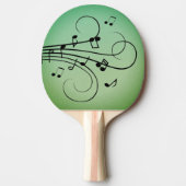 Raquette De Ping Pong Notes de fantaisie Design de musique verte (Devant)