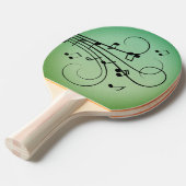 Raquette De Ping Pong Notes de fantaisie Design de musique verte (Devant Angle)