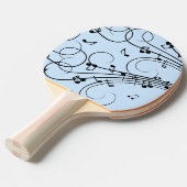Raquette De Ping Pong Notes de musique fantaisie Bleu (Devant Angle)
