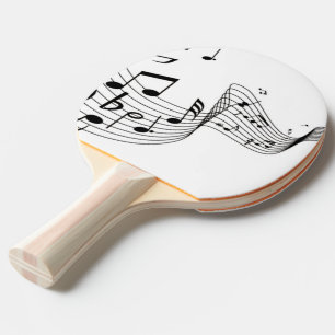 Raquette De Ping Pong Notes de musique sur fond blanc avec housse de têt