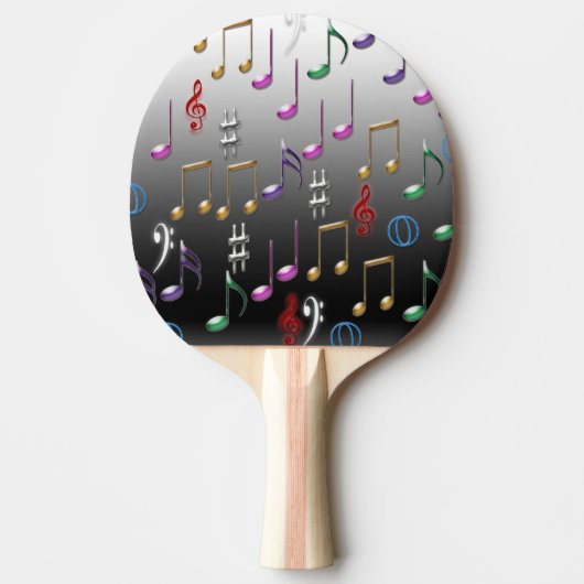 Raquette De Ping Pong Notes musicales colorées (Devant)