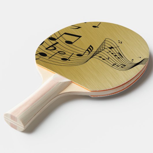 Raquette De Ping Pong Notes musicales Or brossé (Devant Angle)