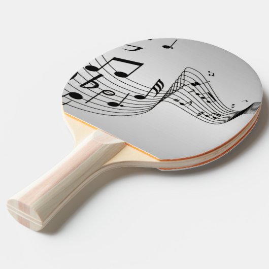 Raquette De Ping Pong Notes musicales sur Argent (Devant Angle)