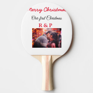 Raquette De Ping Pong Notre premier Noël ajouter nom photo mariage fianc