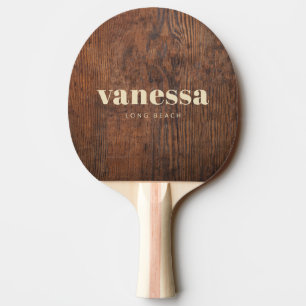 Raquette De Ping Pong Noyer foncé Bois Minimal Moderne Classique Nom 