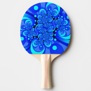 Raquette De Ping Pong Nuances de bleu Art fractal abstrait moderne