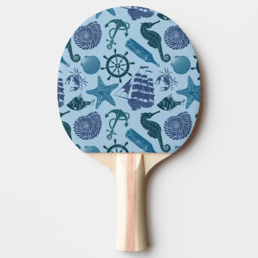 Raquette De Ping Pong Nuances nautiques de motif bleu (Devant)