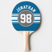 Raquette De Ping Pong Numéro de Sport Jersey Blue and Gray Stripes (Devant)