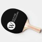 Raquette De Ping Pong O initial (modifiable) Cercle Monogramme noir (Côté)