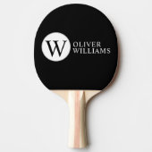 Raquette De Ping Pong O initial (modifiable) Cercle Monogramme noir (Devant)