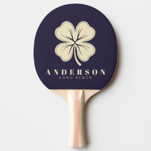 Raquette De Ping Pong Océan de Minuit Trèfle à Quatre Feuilles avec Nom