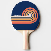 Raquette De Ping Pong Ocean Sun Fall Curl Stripes avec nom (Dos)