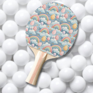 Raquette De Ping Pong Œufs de Pâques Arc-en-Ciel Pastel Vintage avec Nua