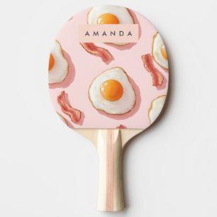 Raquette De Ping Pong Oeufs frits roses personnalisés et Motif de bacon